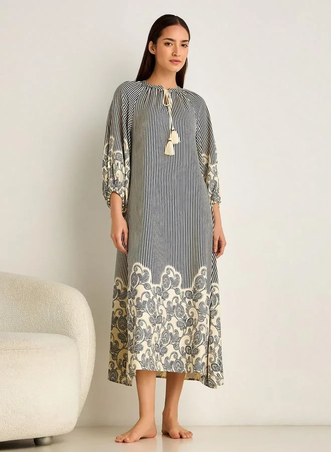 Splash FAV Night Dress Long Sleeve Tassel Tie-Ups Viscose